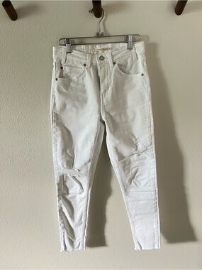 Levi's 721 Vintage High Rise Skinny White Women's Skinny Distressed Raw Hem Jean